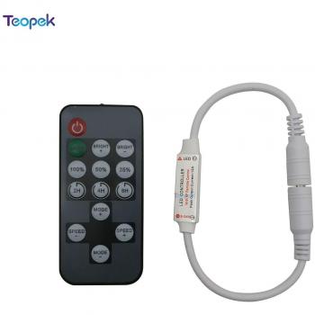 Controlador remoto LED RF 14 teclas para tira de luz de un solo color DC5-24V
