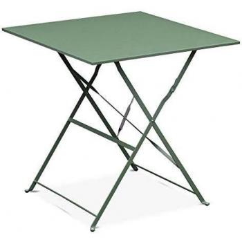 Table Jardin Bistrot Carrée Pliable – Emilia Vert de Gris, 70x70 cm, 2 Places