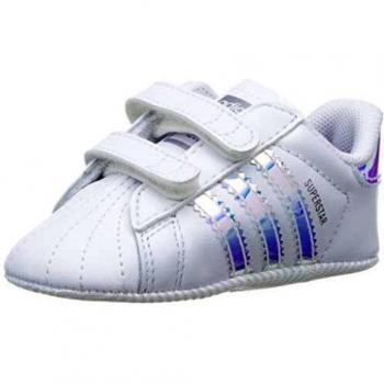Adidas Superstar Crib, Sneaker Unisex-Bambini, Bianco Blu Iridescente Oro Metallico, 17 EU