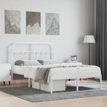 Cadre de Lit Métallique Blanc 120x200 cm sans Matelas