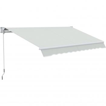 Toldo Retráctil de Pared OutSunny – Manivela Manual, UV50+, 200x295 cm, Blanco-Crema