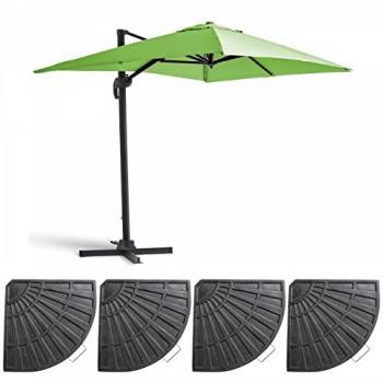 Ombrellone sporgente orientabile 360° 2x3 m con 4 lastre in alluminio verde