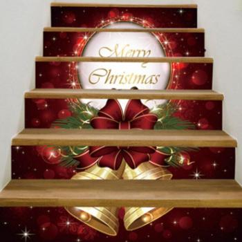 Adhesivo navideño para escalera con motivos de reno y árbol