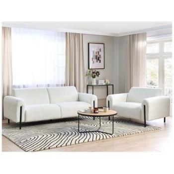 Beliani Set Divani 4 Posti Tessuto Bouclé Bianco Askim – Eleganza Moderna