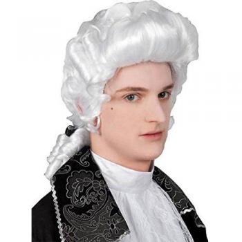 Parrucca barocca bianca con accessorio fiocco