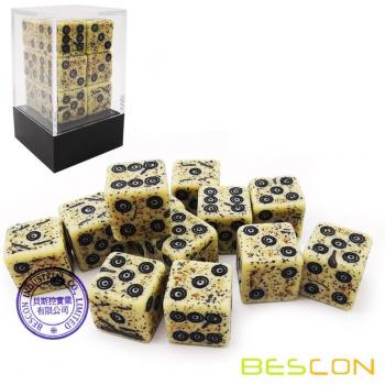 16mm Old Bone D6 Dice Set (12 Pieces)