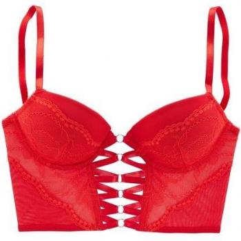 Luxuriöses Bänderdetail-Corsage Lascana – Rot, Damen, Gr. 85, Cup A