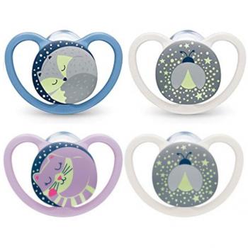 Nuk Space Night Soother Silicone 2 Pack 18-36 Months