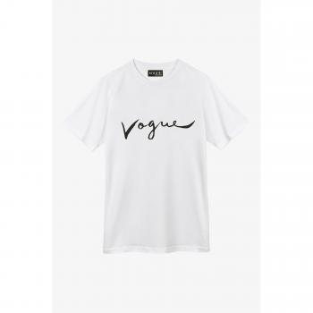 T-Shirt VOGUE Icone Bianco con Logo Stampato Nero