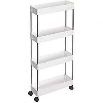 SONGMICS Étagère à roulettes, Chariot de rangement, 4 Niveaux, Blanc