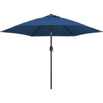 Parasol LED à 300 cm, mât en acier, finition bleue – HelloShop26