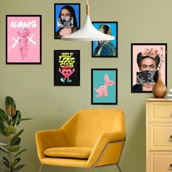 Set de 6 Ilustraciones Pop Art: Frida, Van Gogh y Mona Lisa