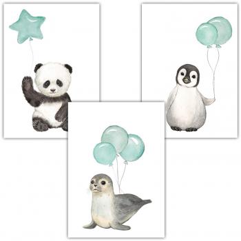 Frechdax 3er-Set Afrika-Tiere-Motiv Poster