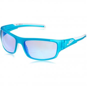ALPINA Occhiali da ciclismo, Turchese (Fassung: Blue Matt-White, Gläser: Blue Mirror S3), taglia unica, con copriocchiali inclusi
