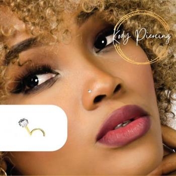 Piercing Oro 18K KODY con Stile Curvo e Zircone Rondo 2,5 mm