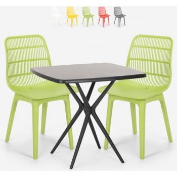 Table et Chaises Design Moderne 70x70cm Cevis Dark