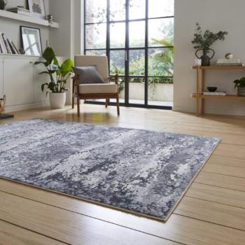 Elegant Grey Metallic Abstract Area Rug