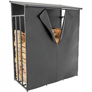 Holzlager Ruston aus Metall mit Abdeckplane