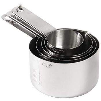 Vogue 5er Edelstahl-Messbehältersatz – inklusive Löffel, ideal für Tee, Backen, Kochen, Gewerbe