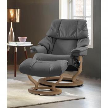 RelaxSessel Reno von Stressless – Set inkl. Hocker, Eichenrahmen, S/M/L