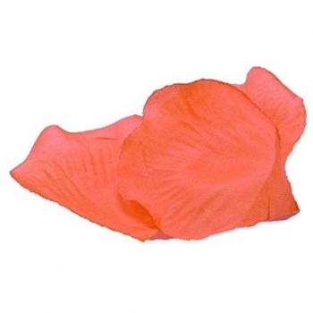 100 Pétales de Rose en Tissu Corail Rouge