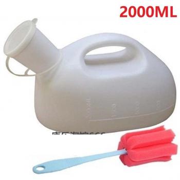 Compact 2000 mL Urinal Pot for Men, Includes Lid and Scale