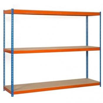 Estantería Metálica de Almacenaje SimonRack, 1500x1500x750 mm, 3 Baldas de Madera, Soporta 600 kg de Punto Flexión por balda, Colores Azul/Naranja/M