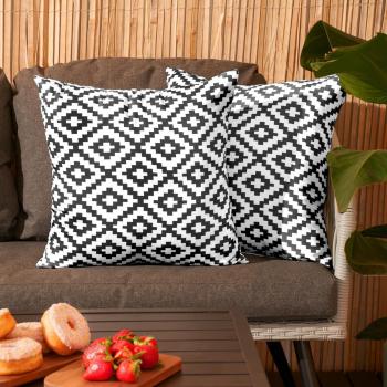 Brentfords 2 Pack Geo Print Outdoor Cushion Covers, Black/White