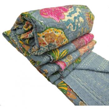 Blend Cotton Grey Quilted Blanket