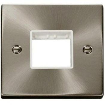 Click Deco 1-Gang Mini Grid Unfurnished White Satin Chrome Plate (VPSC402WH)