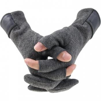 Men's Outdoor Fishing Gloves, Touch Screen, 2 Finger Exposure, Windproof, Anti-Slip, Warm for Cycling
