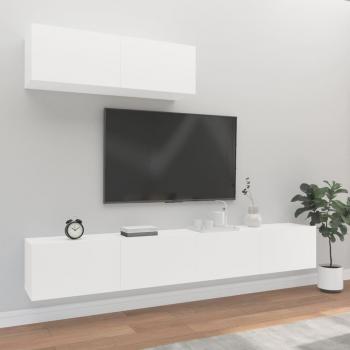 VidaXL White Engineered Wood 3 Piece TV Cabinet Set