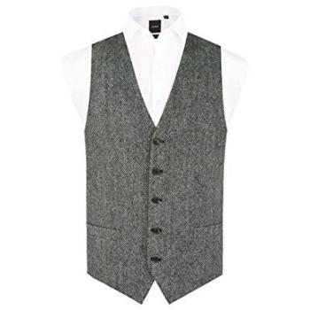 Men’s Small Dobell Grey Herringbone Tweed Jacket
