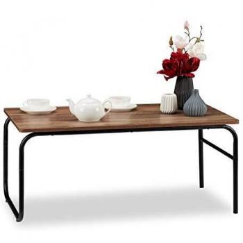 Rectangular Industrial Coffee Table, Low, Mixed Materials, Brown/Black