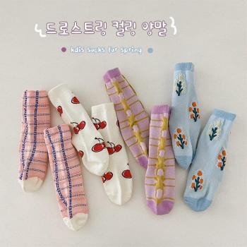 4 Pairs of Floral Cotton Socks for Baby Girls