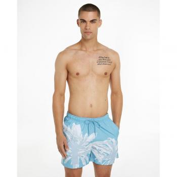 Tommy Hilfiger Badeshorts für Herren, Palmenprint, Blau, Größe L