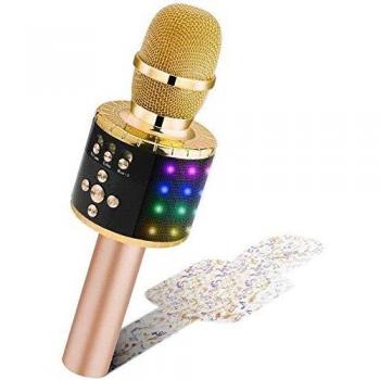 BONAOK Bluetooth Karaoke Wireless Microphone with Controllable LED Lights, Portable Karaoke Machine Speaker Birthday Gift Party Travel Toy for Android, for iPhone, for iPad, for PC