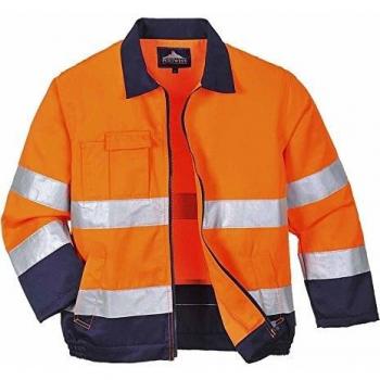 Portwest Madrid Hi-Vis Jacket, Size: S, Colour: Orange/Navy, TX70ONRS
