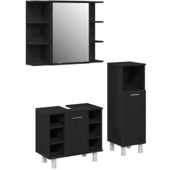 Set Arredo bagno 3 pezzi nero 30x30x99.5 cm – vitaXL