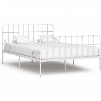 Sonata Bed Frame without Mattress with Slatted Base White Metal 120x200 cm