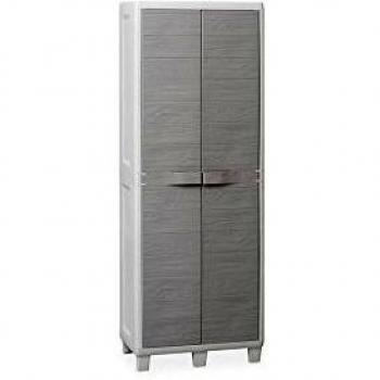 Armadio Alto in Resina 'Woody's' con Struttura Tortora, Dimensioni 65x38x178 cm