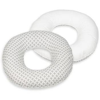 Coussin Circulaire Post-Natal en Carreaux Gris et Blanc