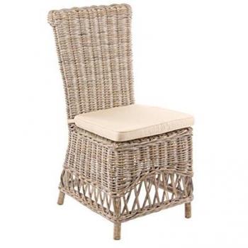 Design champêtre – Chaise repas 47x55x100 cm rotin et kubu