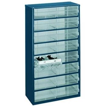 Armoire de rangement Raaco 16 tiroirs, Bleu/Transparent
