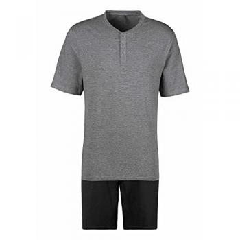 S.Oliver Pyjama Set, Oberteil mit Knopfleiste, schwarz