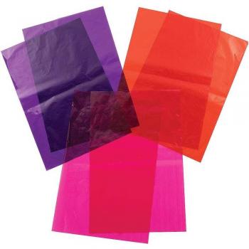 Brightly Colored A4 Cellophane Sheets in Red, Pink & Purple