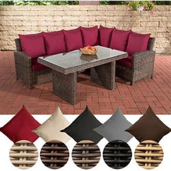 Aluminium‑gestellte Polyrattan‑Sitzgruppe CLP MINARI – 6 Plätze, Braun‑Meliert