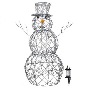 Samuel ALEXANDER 90cm Light-up Grey Snowman with 130 LEDs (White & Warm White)