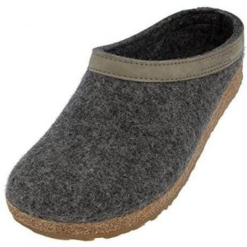 Haflinger Grizzly Torben Hausschuh aus Wollfilz, Farbe Anthrazit, Größe 44