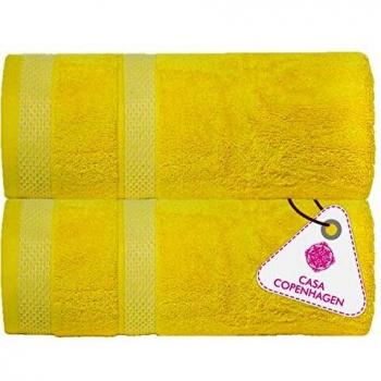 Casa Copenhagen Lot de 2 Serviettes de Bain Bouton d'or Jaune